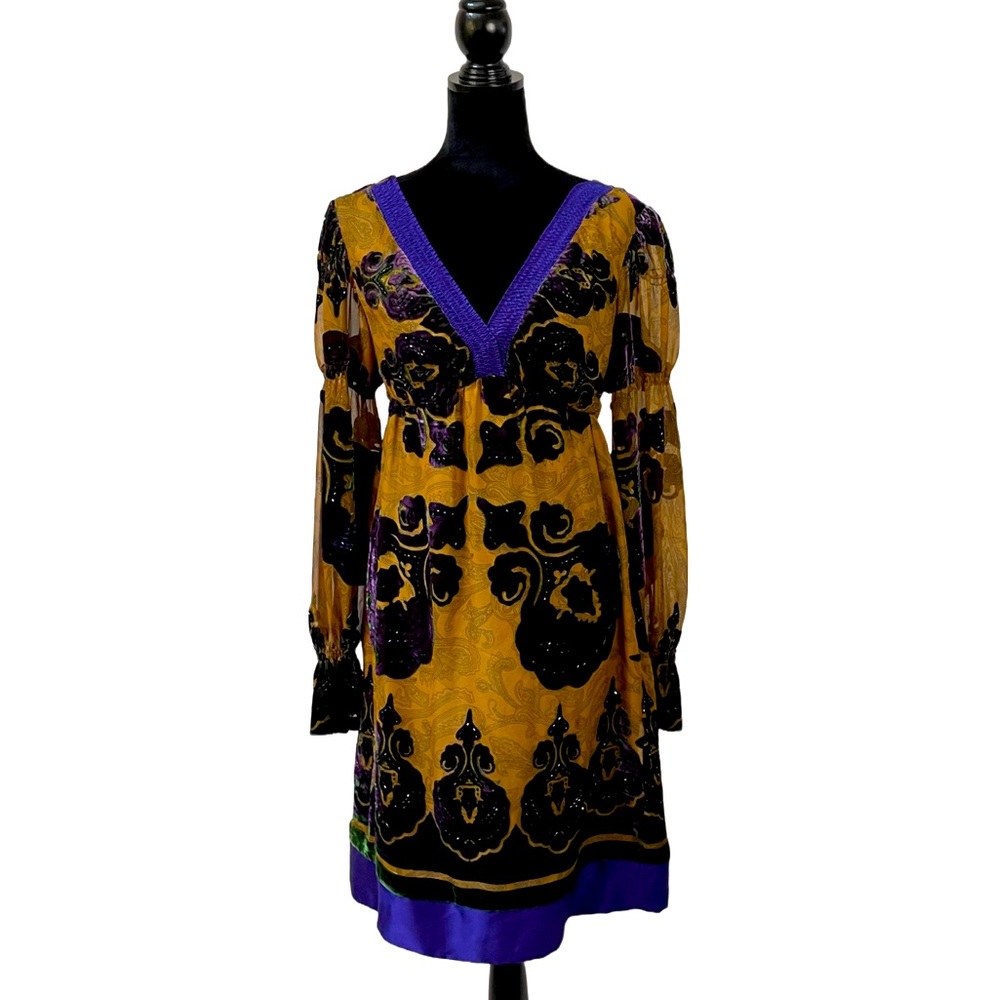 Hale Bob Dresses | Hale Bob Elegant Silk V-Neck Dress with beadwork Size Small